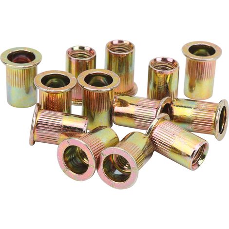 100 écrous à riveter verticaux à tête plate en acier au carbone M10 (1/5)