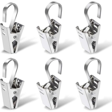 Anneaux Rideaux avec Pince, 100 Pièces Acier Inoxydable Accroche Rideau Anneaux à Pince pour La Décoration De La Fenêtre De La Maison Photos Artisanat, Argent (1/5)