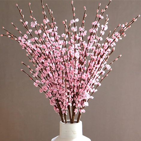 Bouquet de 12 fleurs artificielles de jasmin à longue tige de 75 cm - Fleurs artificielles hautes pour décoration de mariage, fête, bureau, maison, cuisine, chambre, bricolage (rose) (1/4)