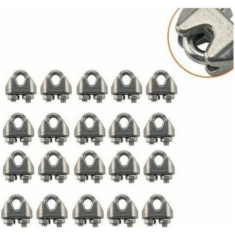 304 stainless steel collet head, wire rope, U-shaped fixed chuck, heavy duty wire rope lock, cat claw rig (1/4)