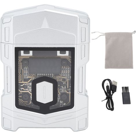 Tondeuse à barbe compacte, alliage de zinc, étanche IPX7, rechargeable USB-C, affichage LED, tête flottante auto-affûtée, couleur argent (1/5)