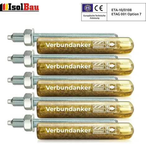 IsolBau Chemischer Dübel M16 + Gewindestange M16 x 220mm ETA 5 Stück. (1/5)