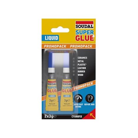 Soudal super glue líquido 2 x 3g 160037