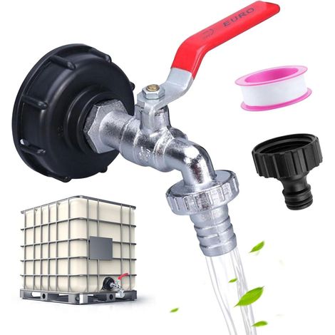 IBC Auslaufhahn 1000L Wassertank Zubehör IBC Tank Adapter mit 3/4 Zoll Anschluss IBC Adapter For S60x6 Wassertank IBC Container (1/5)