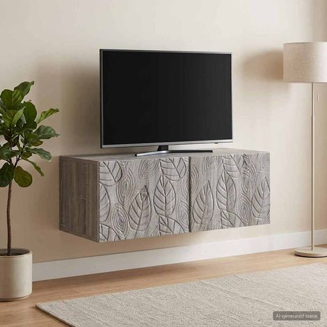 Meuble TV mural 2 portes en bois d’ingénierie Sonoma gris 78,5 x 31 x 30 cm - PANGIVO (1/5)