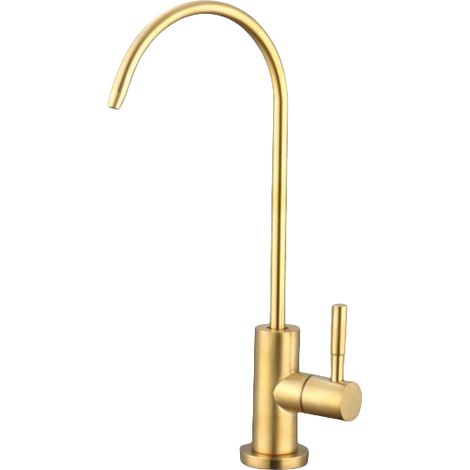 Robinet purificateur d'eau Or brossé Robinet purificateur d'eau de cuisine Robinet à boire droit en acier inoxydable (1/3)