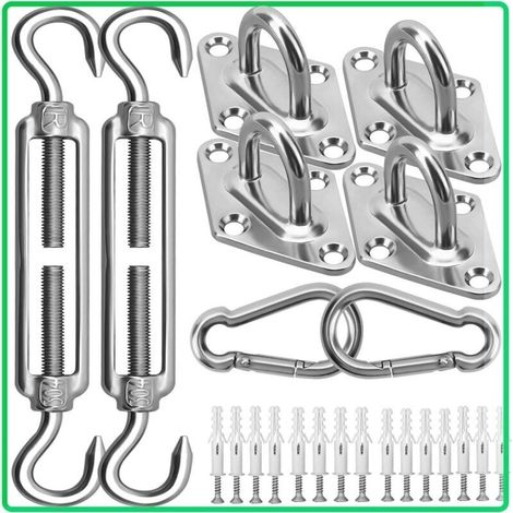 Accessories for sun sails – 15.2 cm (6 inch) stainless steel 304 mounting kit – for installing rectangular and triangular sun sails for patios and gardens