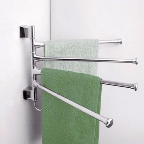Porte-serviettes 4 Barres Réglable en Acier Inoxydable à Fixer au Mur (1/4)