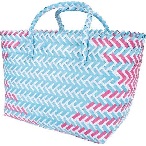 Handtasche aus gewebtem Kunststoff lässiger Retro Stil