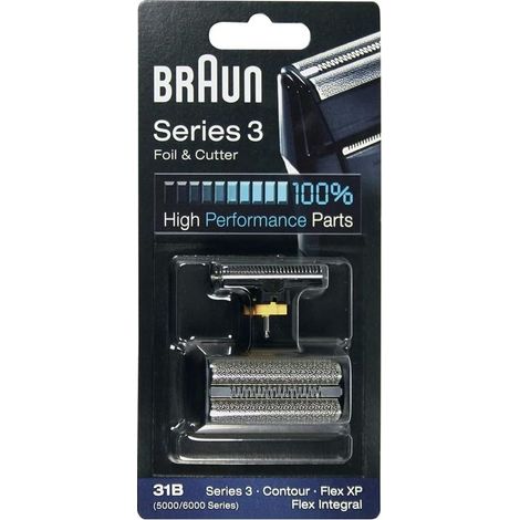 Pièce de Rechange Braun 31B Noire pour Rasoir Électrique – Compatible Série 3 5000/6000 Contour Flex XP (1/2)