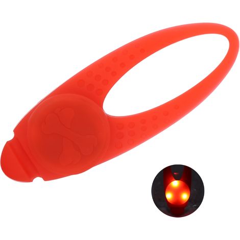 Lampe de sécurité LED étanche pour collier de chien avec clips en acier inoxydable (rouge) (1/5)