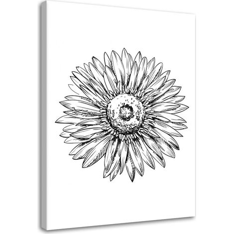 Tableau déco Fleur Esquisse Noir et Blanc 70x100 (1/5)