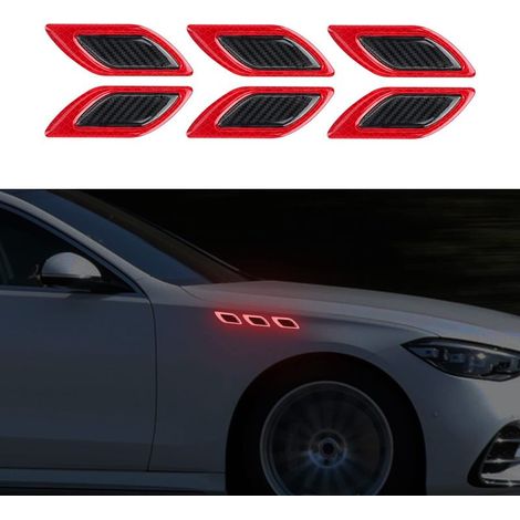 Autocollants de décoration de voiture, autocollants d'avertissement de sécurité réfléchissants, améliorent la sécurité de conduite, adaptés à tous les modèles (rouge) (1/5)