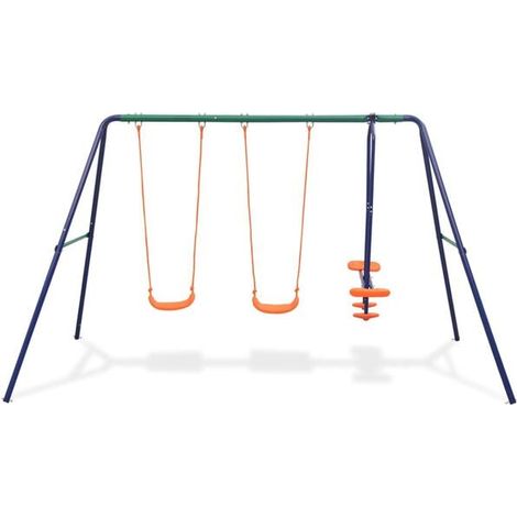 Balançoire enfant : Balançoire 60 cm 100 kg Bleu jeu extérieur enfant, aire de jeu jardin, balançoire enfant , pour jardin, usage domestique , enfant 3-8 ans (1/5)