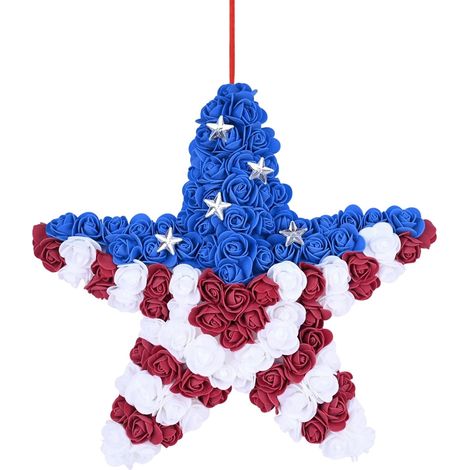 Guirlande De Roses En Mousse - 40 Cm - Rouge Blanc Bleu - Pour Porte Extérieure Intérieure - 1 Pièce (1/5)