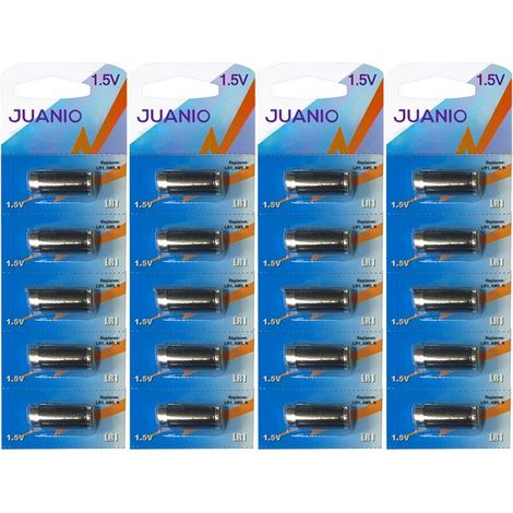 Lot de 20 Piles type LR1 compatibles 1,5V LR01/MN9100/AM5/E90 /UM5 /SUM5/LR1N - Juanio - (1/2)