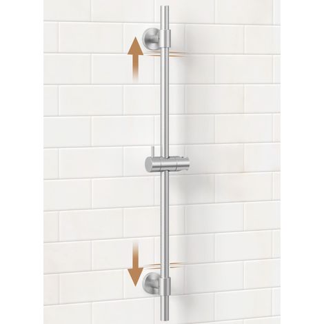 Barre coulissante de douche entièrement en métal 76,2 cm avec support de pommeau de douche réglable, barre coulissante de douche en acier inoxydable 18/8 avec couvercle de support (1/5)