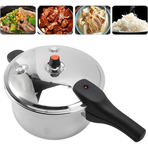 Pentola a pressione in acciaio inox, 80 kPa, antideflagrante, per cottura a gas, a induzione e a fiamma diretta, 6 litri, 24 cm, con valvola di sicurezza. (1/4)