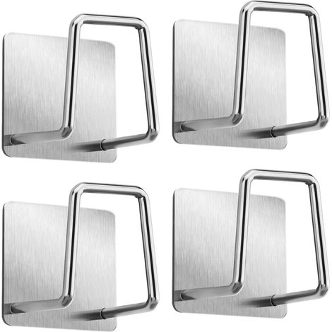 Support pour Éponge Crochet pour éponge à Vaisselle en Acier Inoxydable 304, adhésif - Accessoires pour évier - Crochet adhésif, Rangement de la Cuisine et la Salle de Bain (4PACK, Argent) (1/5)