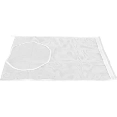 Sac à linge blanc renforcé en maille, grand format, suspension murale derrière la porte de salle de bain, rangement pour vêtements sales et jouets, sans motif quadrillé. (1/5)