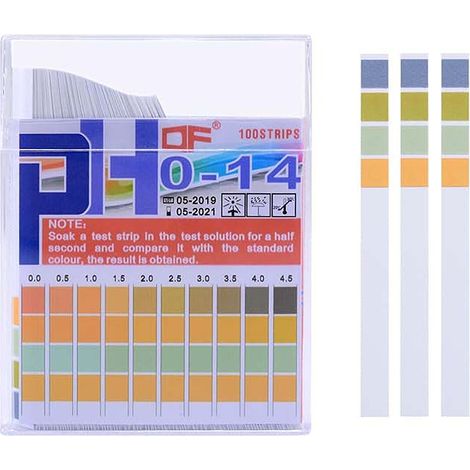 100Stk pH Teststreifen 0-14 Universal Indikatorpapier, Test für Säure und Alkalität, Geeignet für Wasser Boden Aquarium Pool Lebensmittel Labor Anwendungen (1/5)