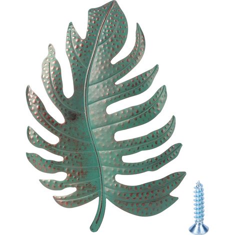 Décoration murale en fer avec feuilles bleues simulées, art artisanal pour intérieur de maison. (1/5)
