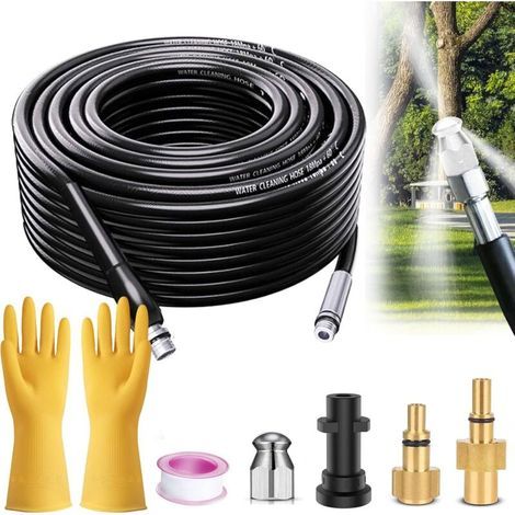 15m Déboucheur Canalisation Karcher/Lavor/Bosch Nettoyeur Haute Pression Furet Karcher K2 K3 K4 K5 K7 LS10,Tuyau de nettoyage de canalisations pour nettoyeur haute pression (1/4)