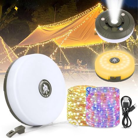 Camping-Lichterkette – 10 m LED – USB-aufladbar – RGB Warmweiß (1/5)