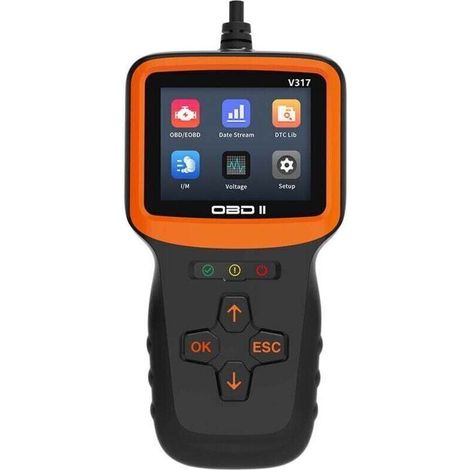 Boîtier de diagnostic OBD2 pour voiture, lecteur de diagnostic OBD2 français pour tous les véhicules après 2000, lecteur de défauts avec toutes les fonctionnalités OBDII (1/3)