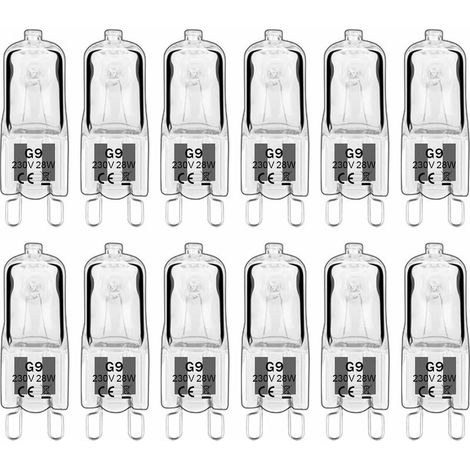 12 lampade alogene G9, lampadine G9 230V 28W 480lm, luce bianca calda 2800K, lampadine a capsula dimmerabili, senza sfarfallio [Classe energetica G] (1/5)