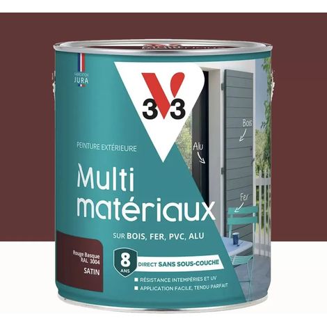Peinture extérieure V33 Multi-matériaux Satin Rouge Basque 2,5 L (1/3)