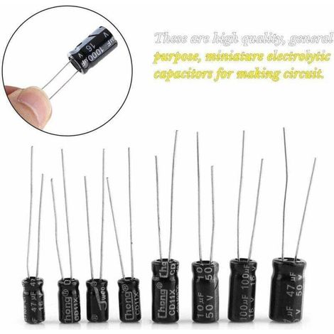 Kit de Condensateurs, 500pcs Condensateur Électrolytique 24 Valeurs Micro Condensateurs Radial en Aluminium 16V-50V 0.1uF〜1000uF pour l'Application Electronique