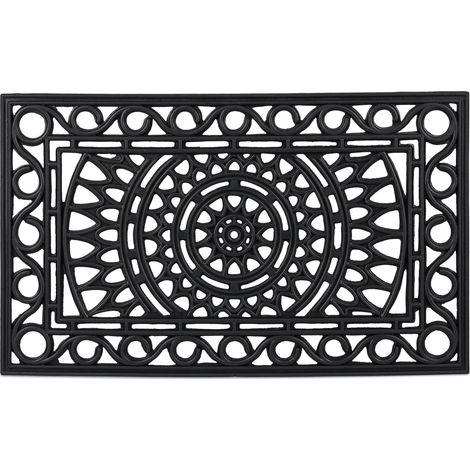 Zerbino antiscivolo elegante per esterni 40 x 60 cm in gomma nera 130010973