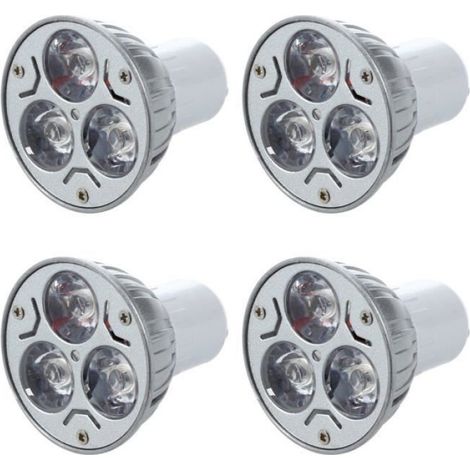 4X GU10 LAMPE AMPOULE BULB A 3 LED BLANC CHAUD 3W 5 WATTS 12V (1/4)