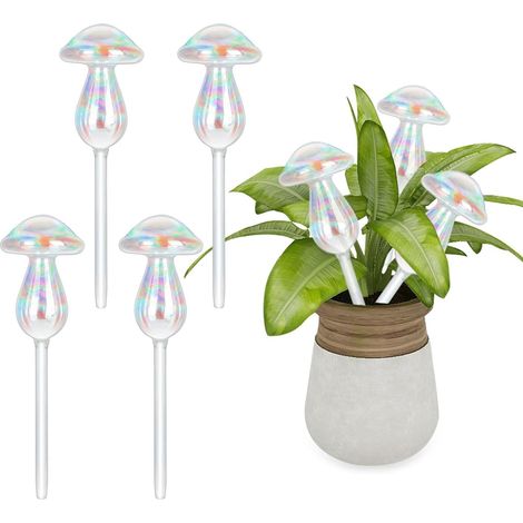 4 Pièces Champignons Boules D'irrigation, Arrosage Goutte à Goutte, Boule Auto-Arrosage en Verre Coloré, Boules D'irrigation pour Plantes, Globe D'arrosage Automatique Arrosage Automatique (1/5)