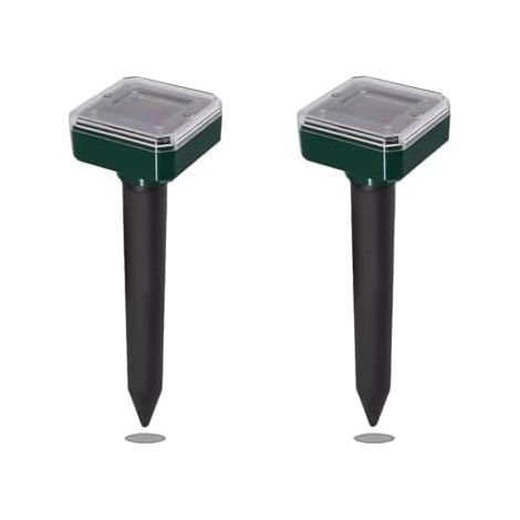 2pcs Repeller Solaire Défense Contre Les Rats, Repellent Deterrent Spikes Snake Gopher Chasseur de Nuisibles à Ultrasons pour Pelouse Jardin, Cour, Machine Dératiser - (1/5)