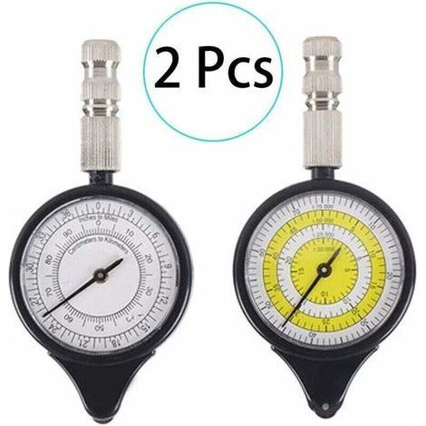 2 Pcs Card Rangefinder Odometer Multifunction Compass Curvimeter Device, Opisometer, Curvimeter, Distance Calculator Map Measurer Compass Hiking Camping for Outdoor Survival Ephe (1/4)