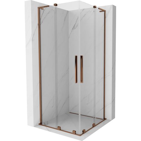 Mexen Velar L Duo cabina de ducha corredera 80 x 80 cm, transparente, oro rosa - 871-080-080-02-03-60 (1/5)