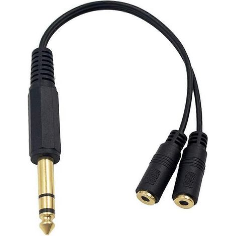 6,35-mm-Y-Audio-Klinkenstecker-Verlängerungskabel (6,35-mm-Stecker auf 2 x 3,5-mm-Buchse)
