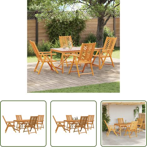 Gartenstuhl - Garten Essgruppe 5 pcs Braun Massivholz Akazie (1/5)