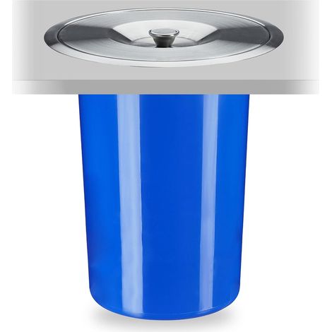 Poubelle Plan de Travail, 8 l, encastrable, déchets organiques, avec Couvercle en INOX, HxD 30 x 26,5 cm, Bleu (1/5)