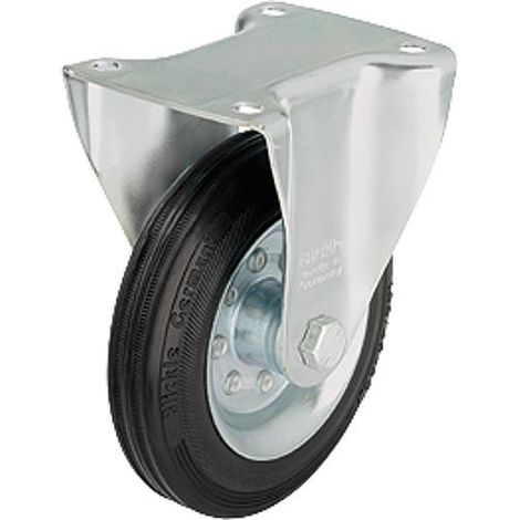 Roulette fixe en caoutchouc B-VE 160R, charge limite 135 kg roue diam. 160 mm,dim plaque 140x110mm