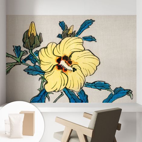Papier peint intissé avec imprimé pour décoration intérieure pour rénovation a motif - Colle incluse gratuite Fleur jaune 104x70 cm (1/5)