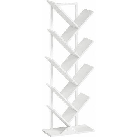 Librería blanca de 9 niveles con forma de árbol y estructura de acero, autoportante (1/5)