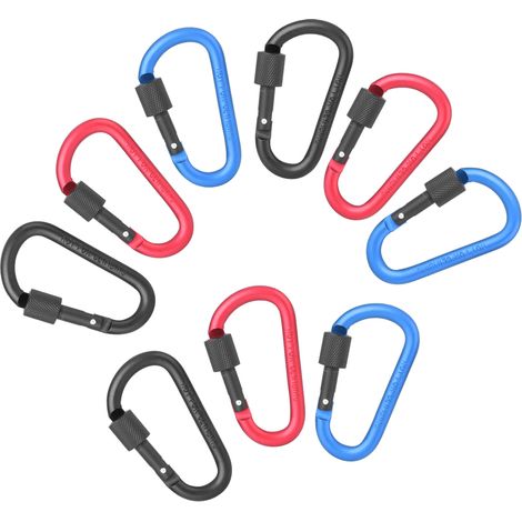 Lot de 9 mousquetons en alliage d'aluminium épais de 8 cm avec boucle en forme de D pour sac à dos (1/5)