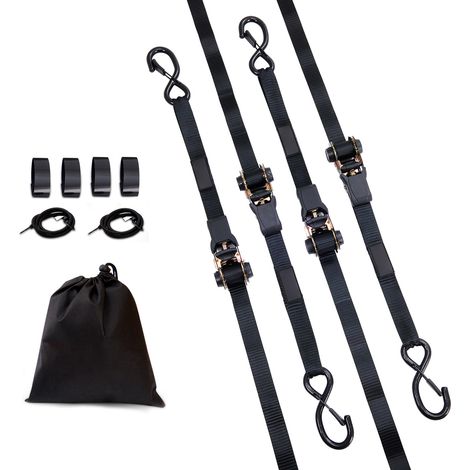 Mophorn-Spanngurte mit Ratsche (4er-Pack), 2200 lb maximale Bruchfestigkeit, 1" x 15' mit gepolsterten Griffen, ideal zum Sichern von Fracht, Haushaltsgeräten, Rasengeräten und Motorrädern