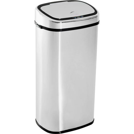 HOMCOM Sensor Mülleimer 68L Automatik Mülleimer mit Bewegungssensor, Wasserdichter Abfalleimer für Büro, Schlafzimmer, Küchen Edelstahl Silber
