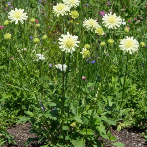 Scabieuse à fleurs jaune pâle/Lot de 9 godets