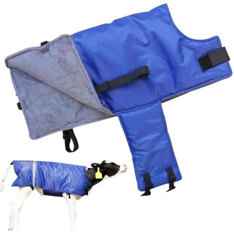 1 pièce Couverture pour veaux, imperméable et chauffante, taille réglable, 3 couches isolantes, bandes réfléchissantes, pour éleveurs bovins en zone froide