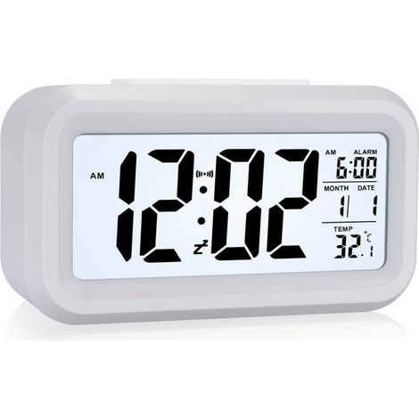 Réveil électronique intelligent LCD, horloge de bureau silencieuse et lumineuse pour enfants, réveil pour étudiants (1/4)